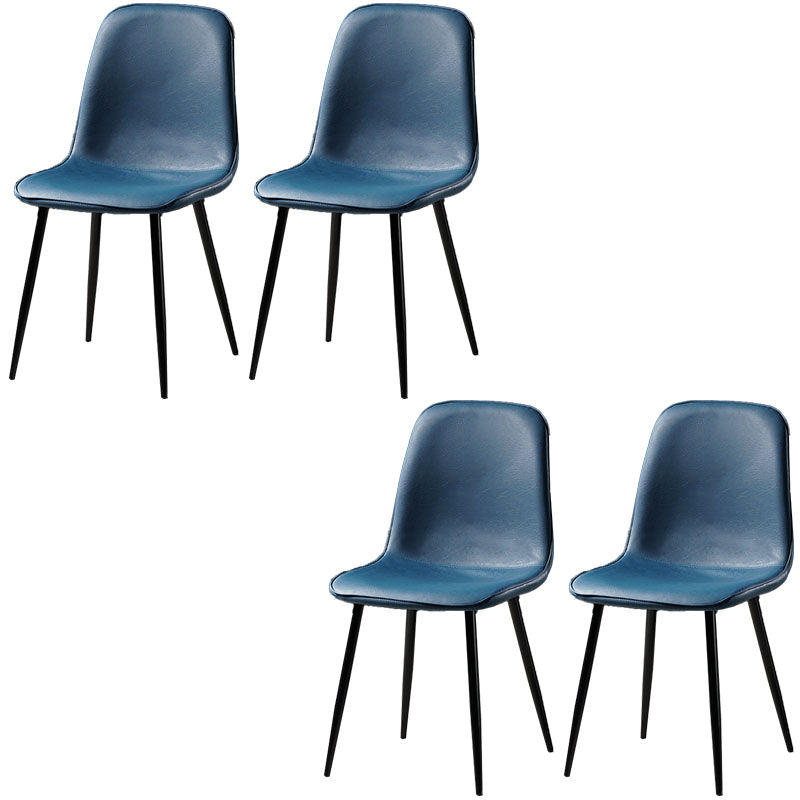 Nordic Metal Dining Chairs Dining Armless Side Chairs for Kitchen Dark Blue 4 Piece Set Black Clearhalo ' kitchen&dining_furn' 'Dining Chairs' 'Dining Tables & Seating' 'dining_chair' 'furn' 'furn_dining_chair' 'Furniture' 'furniture_dining_chair' 'Kitchen & Dining Furniture' 'kitchen' 4523343