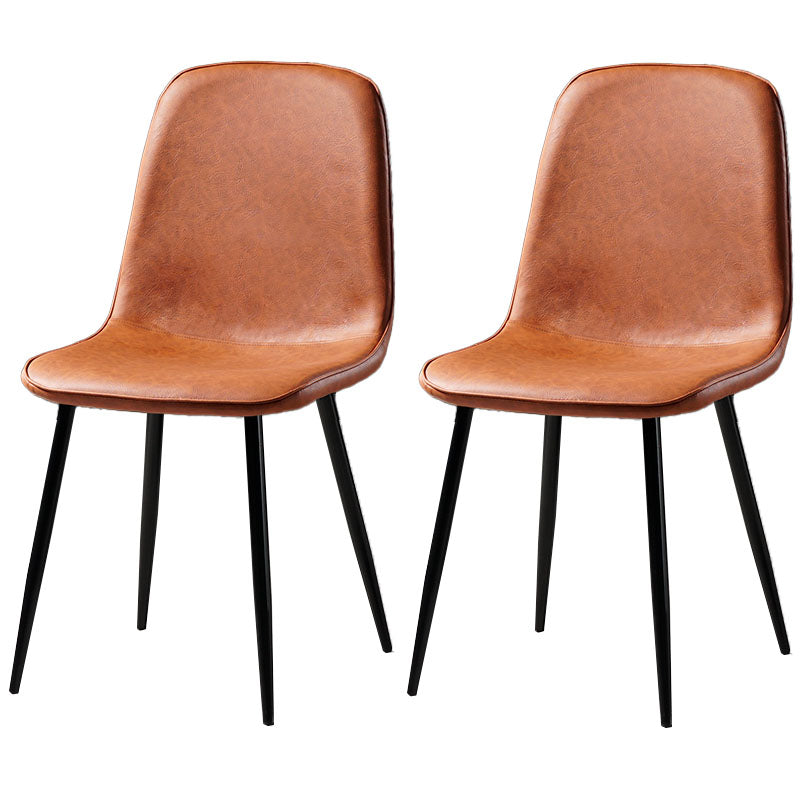 Nordic Metal Dining Chairs Dining Armless Side Chairs for Kitchen Light Brown 2 Piece Set Black Clearhalo ' kitchen&dining_furn' 'Dining Chairs' 'Dining Tables & Seating' 'dining_chair' 'furn' 'furn_dining_chair' 'Furniture' 'furniture_dining_chair' 'Kitchen & Dining Furniture' 'kitchen' 4523345
