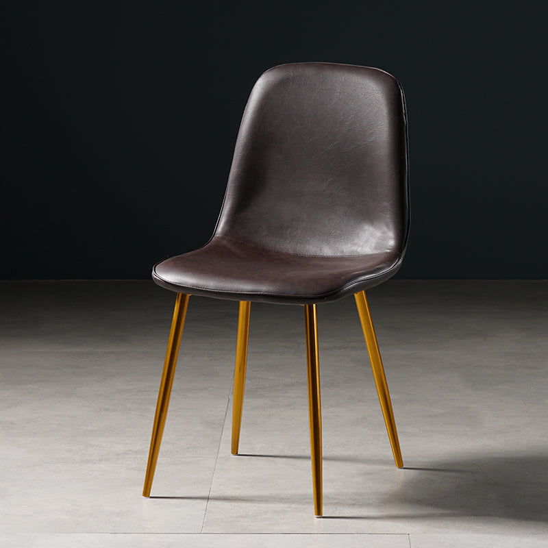 Nordic Metal Dining Chairs Dining Armless Side Chairs for Kitchen Dark Coffee 1 Piece Brass Gold Clearhalo ' kitchen&dining_furn' 'Dining Chairs' 'Dining Tables & Seating' 'dining_chair' 'furn' 'furn_dining_chair' 'Furniture' 'furniture_dining_chair' 'Kitchen & Dining Furniture' 'kitchen' 4523350