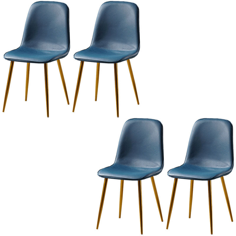 Nordic Metal Dining Chairs Dining Armless Side Chairs for Kitchen Dark Blue 4 Piece Set Brass Gold Clearhalo ' kitchen&dining_furn' 'Dining Chairs' 'Dining Tables & Seating' 'dining_chair' 'furn' 'furn_dining_chair' 'Furniture' 'furniture_dining_chair' 'Kitchen & Dining Furniture' 'kitchen' 4523355