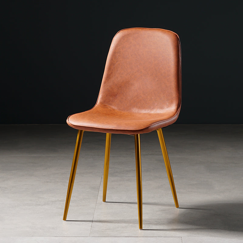 Nordic Metal Dining Chairs Dining Armless Side Chairs for Kitchen Light Brown 1 Piece Brass Gold Clearhalo ' kitchen&dining_furn' 'Dining Chairs' 'Dining Tables & Seating' 'dining_chair' 'furn' 'furn_dining_chair' 'Furniture' 'furniture_dining_chair' 'Kitchen & Dining Furniture' 'kitchen' 4523356
