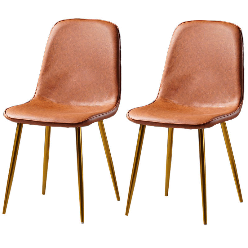 Nordic Metal Dining Chairs Dining Armless Side Chairs for Kitchen Light Brown 2 Piece Set Brass Gold Clearhalo ' kitchen&dining_furn' 'Dining Chairs' 'Dining Tables & Seating' 'dining_chair' 'furn' 'furn_dining_chair' 'Furniture' 'furniture_dining_chair' 'Kitchen & Dining Furniture' 'kitchen' 4523357