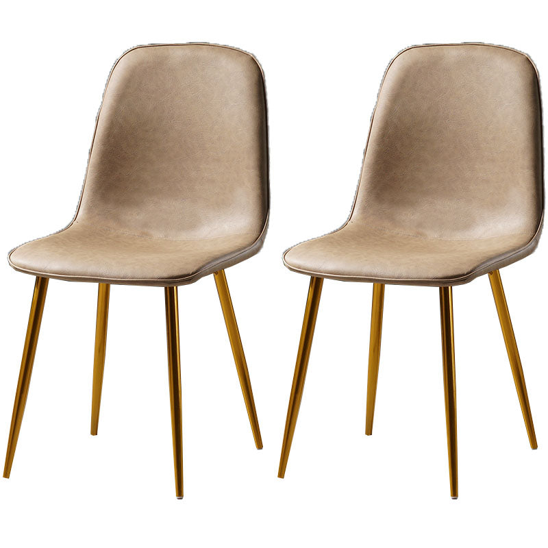 Nordic Metal Dining Chairs Dining Armless Side Chairs for Kitchen Khaki 2 Piece Set Brass Gold Clearhalo ' kitchen&dining_furn' 'Dining Chairs' 'Dining Tables & Seating' 'dining_chair' 'furn' 'furn_dining_chair' 'Furniture' 'furniture_dining_chair' 'Kitchen & Dining Furniture' 'kitchen' 4523369