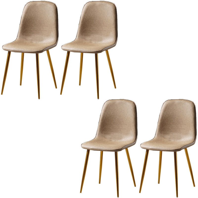 Nordic Metal Dining Chairs Dining Armless Side Chairs for Kitchen Khaki 4 Piece Set Brass Gold Clearhalo ' kitchen&dining_furn' 'Dining Chairs' 'Dining Tables & Seating' 'dining_chair' 'furn' 'furn_dining_chair' 'Furniture' 'furniture_dining_chair' 'Kitchen & Dining Furniture' 'kitchen' 4523370