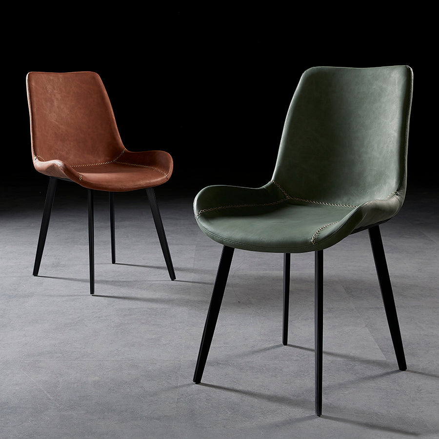 Industrial Design Solid Back Dining Side Chair Leather Arm Dining Side Chair Clearhalo ' kitchen&dining_furn' 'Dining Chairs' 'Dining Tables & Seating' 'dining_chair' 'furn' 'furn_dining_chair' 'Furniture' 'furniture_dining_chair' 'Kitchen & Dining Furniture' 'kitchen' 4523372