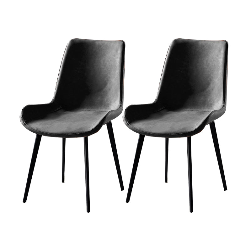 Industrial Design Solid Back Dining Side Chair Leather Arm Dining Side Chair Dark Gray 2 Piece Set Clearhalo ' kitchen&dining_furn' 'Dining Chairs' 'Dining Tables & Seating' 'dining_chair' 'furn' 'furn_dining_chair' 'Furniture' 'furniture_dining_chair' 'Kitchen & Dining Furniture' 'kitchen' 4523374