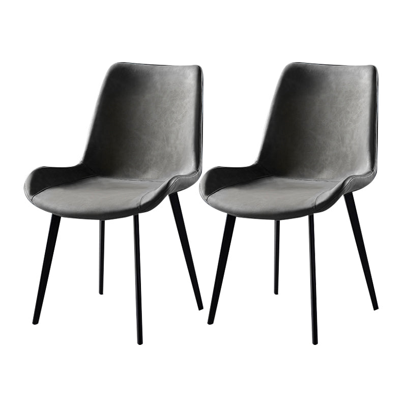 Industrial Design Solid Back Dining Side Chair Leather Arm Dining Side Chair Light Gray 2 Piece Set Clearhalo ' kitchen&dining_furn' 'Dining Chairs' 'Dining Tables & Seating' 'dining_chair' 'furn' 'furn_dining_chair' 'Furniture' 'furniture_dining_chair' 'Kitchen & Dining Furniture' 'kitchen' 4523376