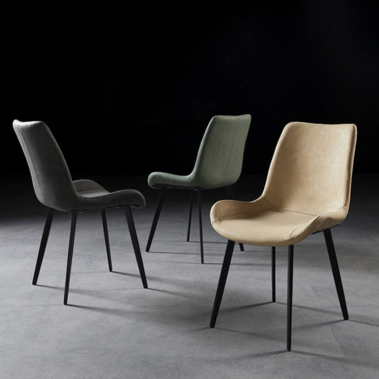 Industrial Design Solid Back Dining Side Chair Leather Arm Dining Side Chair Clearhalo ' kitchen&dining_furn' 'Dining Chairs' 'Dining Tables & Seating' 'dining_chair' 'furn' 'furn_dining_chair' 'Furniture' 'furniture_dining_chair' 'Kitchen & Dining Furniture' 'kitchen' 4523377