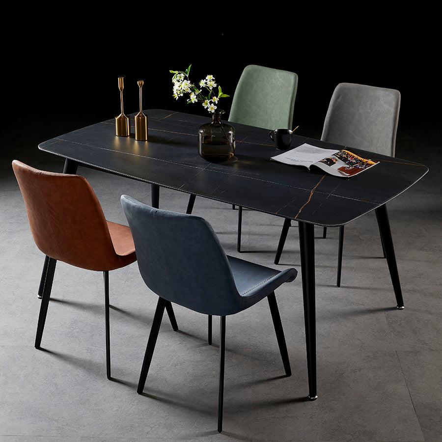 Industrial Design Solid Back Dining Side Chair Leather Arm Dining Side Chair Clearhalo ' kitchen&dining_furn' 'Dining Chairs' 'Dining Tables & Seating' 'dining_chair' 'furn' 'furn_dining_chair' 'Furniture' 'furniture_dining_chair' 'Kitchen & Dining Furniture' 'kitchen' 4523379