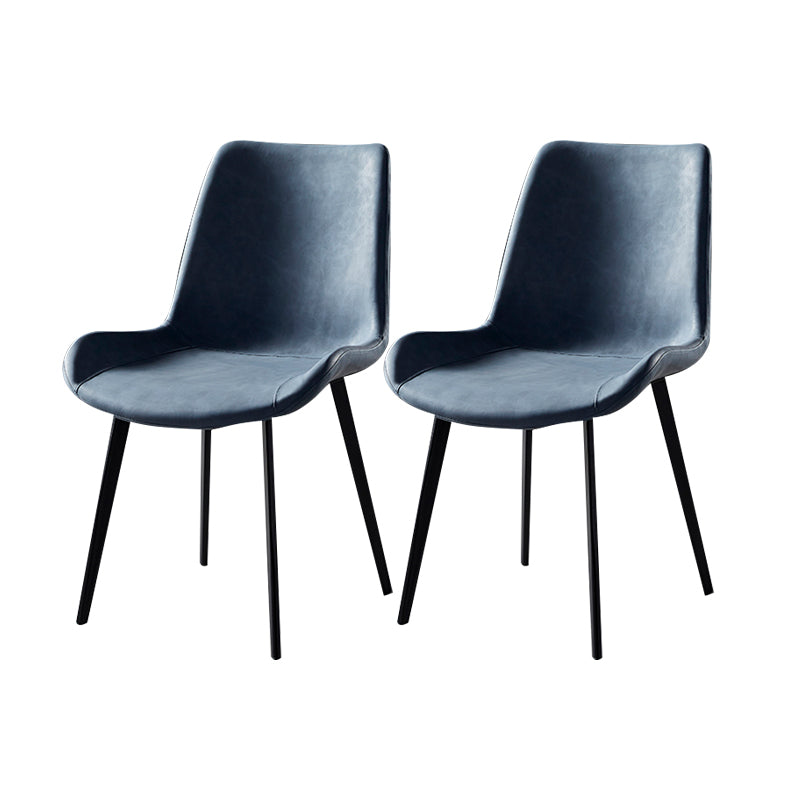 Industrial Design Solid Back Dining Side Chair Leather Arm Dining Side Chair Blue 2 Piece Set Clearhalo ' kitchen&dining_furn' 'Dining Chairs' 'Dining Tables & Seating' 'dining_chair' 'furn' 'furn_dining_chair' 'Furniture' 'furniture_dining_chair' 'Kitchen & Dining Furniture' 'kitchen' 4523380