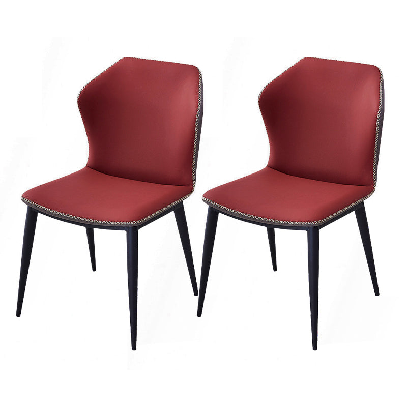 Modern Dining Room Side Chairs Matte Finish Leather Curved Parsons Armless Chair Red 2 Piece Set Clearhalo ' kitchen&dining_furn' 'Dining Chairs' 'Dining Tables & Seating' 'dining_chair' 'furn' 'furn_dining_chair' 'Furniture' 'furniture_dining_chair' 'Kitchen & Dining Furniture' 'kitchen' 4523390