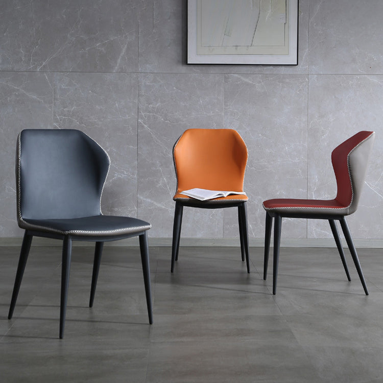 Modern Dining Room Side Chairs Matte Finish Leather Curved Parsons Armless Chair Clearhalo ' kitchen&dining_furn' 'Dining Chairs' 'Dining Tables & Seating' 'dining_chair' 'furn' 'furn_dining_chair' 'Furniture' 'furniture_dining_chair' 'Kitchen & Dining Furniture' 'kitchen' 4523392