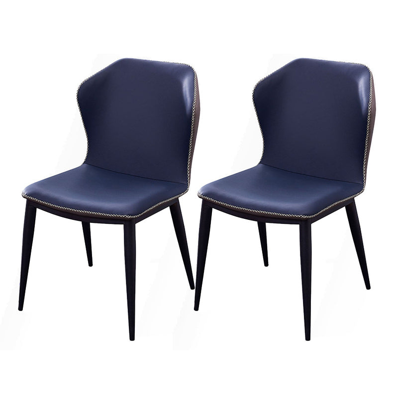 Modern Dining Room Side Chairs Matte Finish Leather Curved Parsons Armless Chair Blue 2 Piece Set Clearhalo ' kitchen&dining_furn' 'Dining Chairs' 'Dining Tables & Seating' 'dining_chair' 'furn' 'furn_dining_chair' 'Furniture' 'furniture_dining_chair' 'Kitchen & Dining Furniture' 'kitchen' 4523393