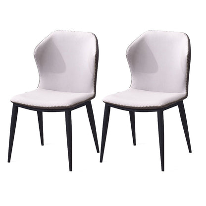 Modern Dining Room Side Chairs Matte Finish Leather Curved Parsons Armless Chair Beige 2 Piece Set Clearhalo ' kitchen&dining_furn' 'Dining Chairs' 'Dining Tables & Seating' 'dining_chair' 'furn' 'furn_dining_chair' 'Furniture' 'furniture_dining_chair' 'Kitchen & Dining Furniture' 'kitchen' 4523397