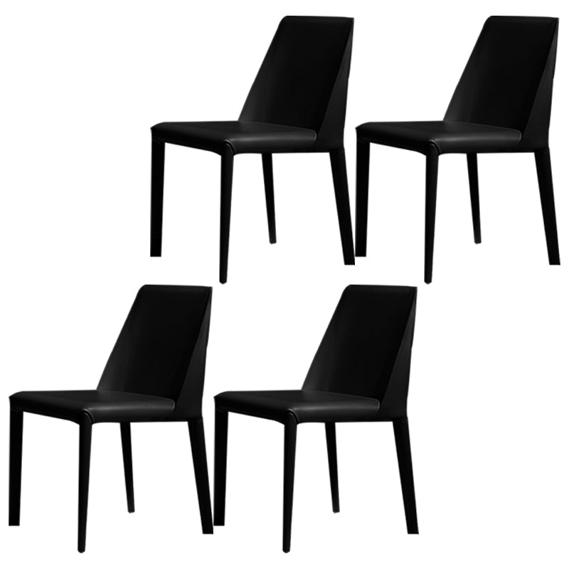 Modern Leather Dining Room Chair Armless Metal Side Chair for Home Use Black 4 Piece Set Clearhalo ' kitchen&dining_furn' 'Dining Chairs' 'Dining Tables & Seating' 'dining_chair' 'furn' 'furn_dining_chair' 'Furniture' 'furniture_dining_chair' 'Kitchen & Dining Furniture' 'kitchen' 4523410