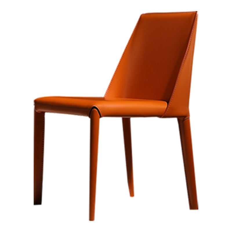 Modern Leather Dining Room Chair Armless Metal Side Chair for Home Use Clearhalo ' kitchen&dining_furn' 'Dining Chairs' 'Dining Tables & Seating' 'dining_chair' 'furn' 'furn_dining_chair' 'Furniture' 'furniture_dining_chair' 'Kitchen & Dining Furniture' 'kitchen' 4523414