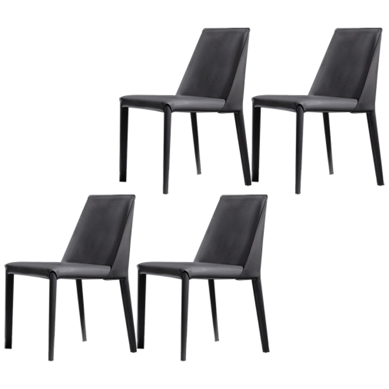Modern Leather Dining Room Chair Armless Metal Side Chair for Home Use Grey 4 Piece Set Clearhalo ' kitchen&dining_furn' 'Dining Chairs' 'Dining Tables & Seating' 'dining_chair' 'furn' 'furn_dining_chair' 'Furniture' 'furniture_dining_chair' 'Kitchen & Dining Furniture' 'kitchen' 4523417