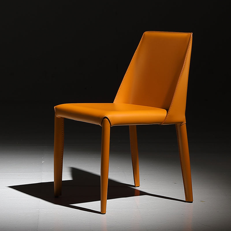 Modern Leather Dining Room Chair Armless Metal Side Chair for Home Use Yellow 1 Piece Clearhalo ' kitchen&dining_furn' 'Dining Chairs' 'Dining Tables & Seating' 'dining_chair' 'furn' 'furn_dining_chair' 'Furniture' 'furniture_dining_chair' 'Kitchen & Dining Furniture' 'kitchen' 4523418