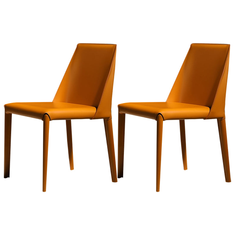 Modern Leather Dining Room Chair Armless Metal Side Chair for Home Use Yellow 2 Piece Set Clearhalo ' kitchen&dining_furn' 'Dining Chairs' 'Dining Tables & Seating' 'dining_chair' 'furn' 'furn_dining_chair' 'Furniture' 'furniture_dining_chair' 'Kitchen & Dining Furniture' 'kitchen' 4523420