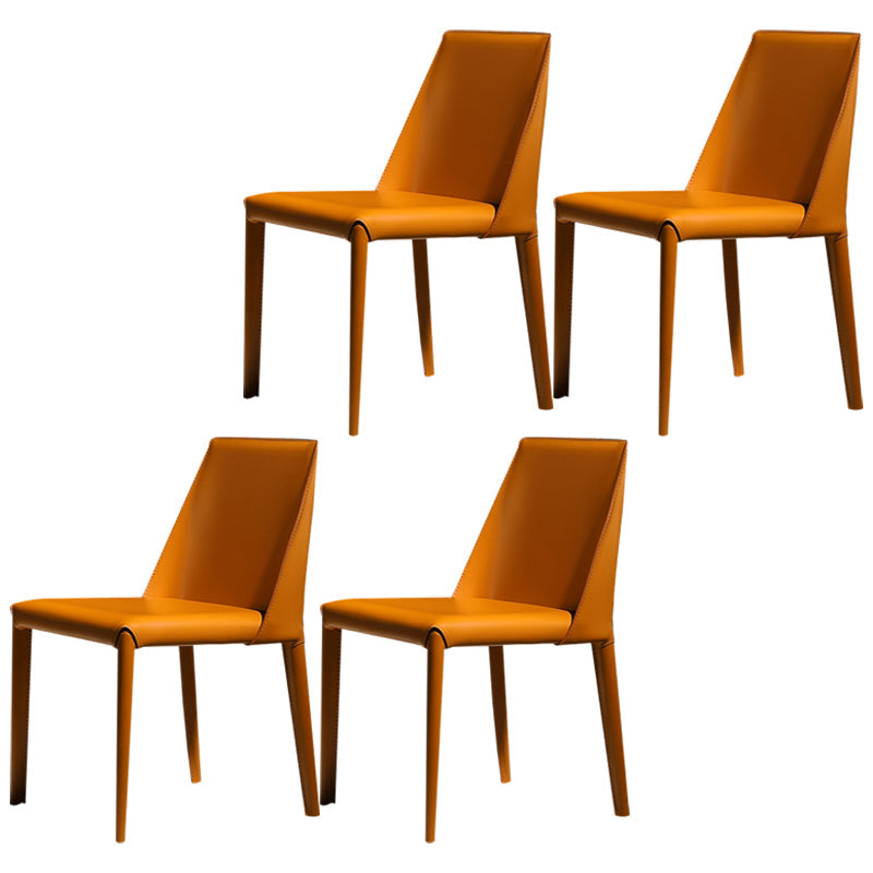 Modern Leather Dining Room Chair Armless Metal Side Chair for Home Use Yellow 4 Piece Set Clearhalo ' kitchen&dining_furn' 'Dining Chairs' 'Dining Tables & Seating' 'dining_chair' 'furn' 'furn_dining_chair' 'Furniture' 'furniture_dining_chair' 'Kitchen & Dining Furniture' 'kitchen' 4523422