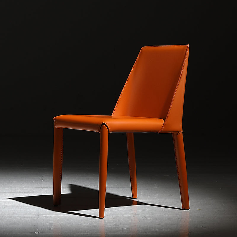 Modern Leather Dining Room Chair Armless Metal Side Chair for Home Use Orange 1 Piece Clearhalo ' kitchen&dining_furn' 'Dining Chairs' 'Dining Tables & Seating' 'dining_chair' 'furn' 'furn_dining_chair' 'Furniture' 'furniture_dining_chair' 'Kitchen & Dining Furniture' 'kitchen' 4523429