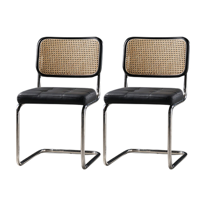 Contemporary Metal Dining Chairs Dining Open Back Armless Side Chairs for Kitchen Textured Black 2 Piece Set Clearhalo ' kitchen&dining_furn' 'Dining Chairs' 'Dining Tables & Seating' 'dining_chair' 'furn' 'furn_dining_chair' 'Furniture' 'furniture_dining_chair' 'Kitchen & Dining Furniture' 'kitchen' 4523435