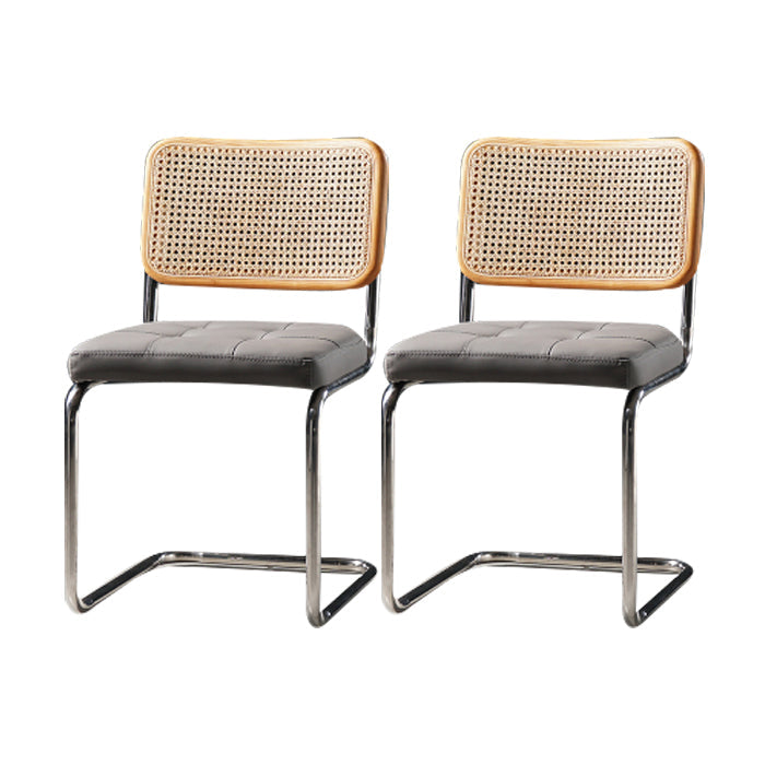 Contemporary Metal Dining Chairs Dining Open Back Armless Side Chairs for Kitchen Grey 2 Piece Set Clearhalo ' kitchen&dining_furn' 'Dining Chairs' 'Dining Tables & Seating' 'dining_chair' 'furn' 'furn_dining_chair' 'Furniture' 'furniture_dining_chair' 'Kitchen & Dining Furniture' 'kitchen' 4523448