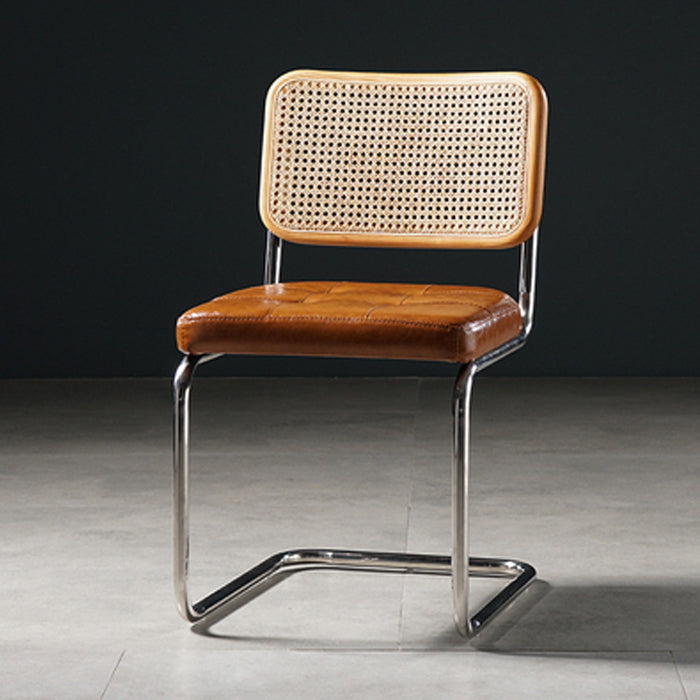 Contemporary Metal Dining Chairs Dining Open Back Armless Side Chairs for Kitchen Brown 1 Piece Clearhalo ' kitchen&dining_furn' 'Dining Chairs' 'Dining Tables & Seating' 'dining_chair' 'furn' 'furn_dining_chair' 'Furniture' 'furniture_dining_chair' 'Kitchen & Dining Furniture' 'kitchen' 4523451