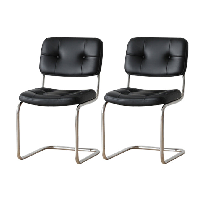 Contemporary Metal Dining Chairs Dining Open Back Armless Side Chairs for Kitchen Gloss Black 2 Piece Set Clearhalo ' kitchen&dining_furn' 'Dining Chairs' 'Dining Tables & Seating' 'dining_chair' 'furn' 'furn_dining_chair' 'Furniture' 'furniture_dining_chair' 'Kitchen & Dining Furniture' 'kitchen' 4523462