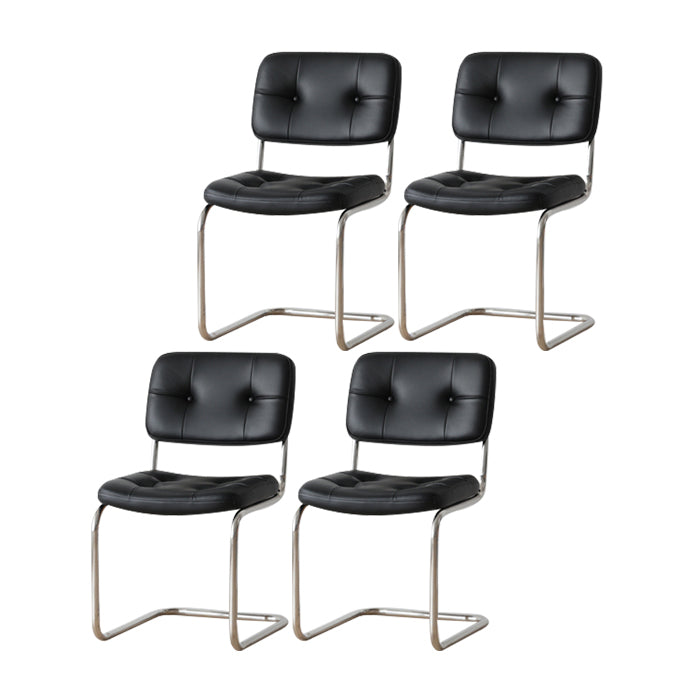 Contemporary Metal Dining Chairs Dining Open Back Armless Side Chairs for Kitchen Gloss Black 4 Piece Set Clearhalo ' kitchen&dining_furn' 'Dining Chairs' 'Dining Tables & Seating' 'dining_chair' 'furn' 'furn_dining_chair' 'Furniture' 'furniture_dining_chair' 'Kitchen & Dining Furniture' 'kitchen' 4523463