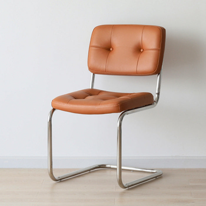 Contemporary Metal Dining Chairs Dining Open Back Armless Side Chairs for Kitchen Light Brown 1 Piece Clearhalo ' kitchen&dining_furn' 'Dining Chairs' 'Dining Tables & Seating' 'dining_chair' 'furn' 'furn_dining_chair' 'Furniture' 'furniture_dining_chair' 'Kitchen & Dining Furniture' 'kitchen' 4523464