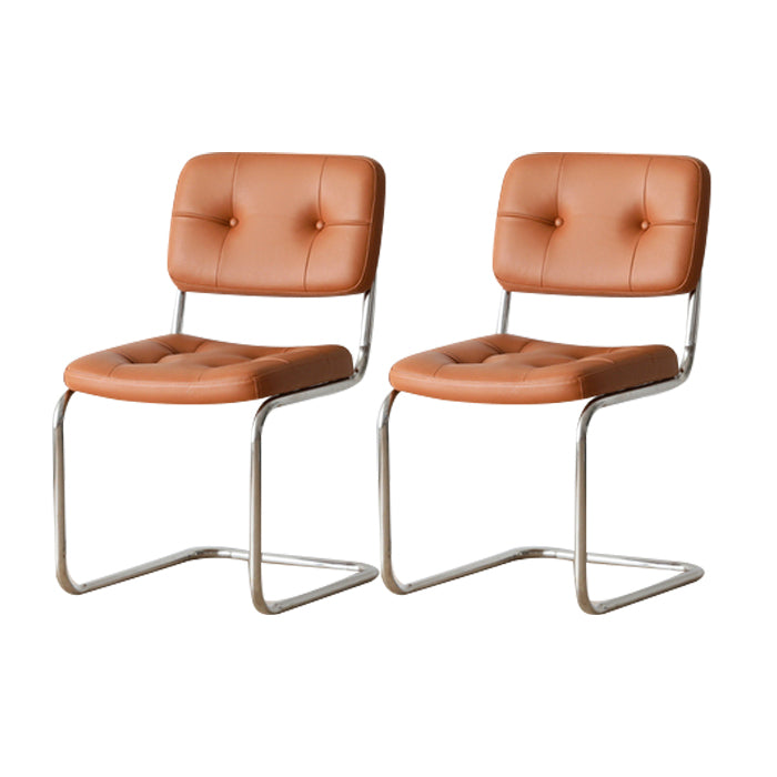 Contemporary Metal Dining Chairs Dining Open Back Armless Side Chairs for Kitchen Light Brown 2 Piece Set Clearhalo ' kitchen&dining_furn' 'Dining Chairs' 'Dining Tables & Seating' 'dining_chair' 'furn' 'furn_dining_chair' 'Furniture' 'furniture_dining_chair' 'Kitchen & Dining Furniture' 'kitchen' 4523465