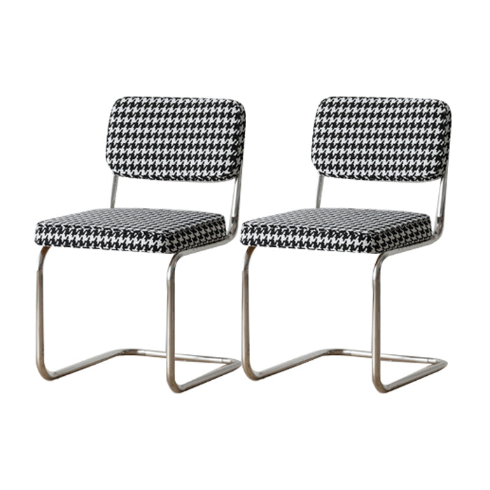 Contemporary Metal Dining Chairs Dining Open Back Armless Side Chairs for Kitchen Black White 2 Piece Set Clearhalo ' kitchen&dining_furn' 'Dining Chairs' 'Dining Tables & Seating' 'dining_chair' 'furn' 'furn_dining_chair' 'Furniture' 'furniture_dining_chair' 'Kitchen & Dining Furniture' 'kitchen' 4523468