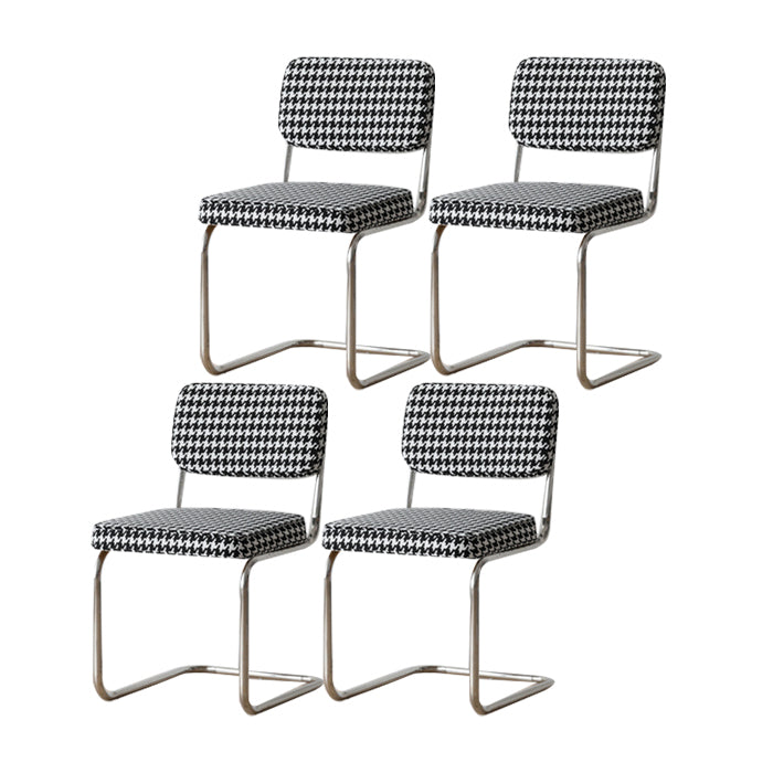 Contemporary Metal Dining Chairs Dining Open Back Armless Side Chairs for Kitchen Black White 4 Piece Set Clearhalo ' kitchen&dining_furn' 'Dining Chairs' 'Dining Tables & Seating' 'dining_chair' 'furn' 'furn_dining_chair' 'Furniture' 'furniture_dining_chair' 'Kitchen & Dining Furniture' 'kitchen' 4523469