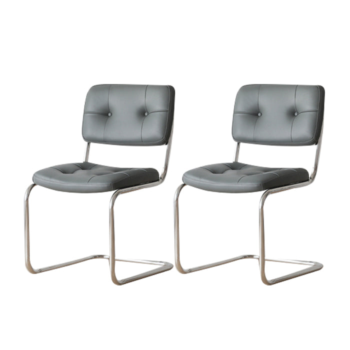 Contemporary Metal Dining Chairs Dining Open Back Armless Side Chairs for Kitchen Smoke Gray 2 Piece Set Clearhalo ' kitchen&dining_furn' 'Dining Chairs' 'Dining Tables & Seating' 'dining_chair' 'furn' 'furn_dining_chair' 'Furniture' 'furniture_dining_chair' 'Kitchen & Dining Furniture' 'kitchen' 4523471