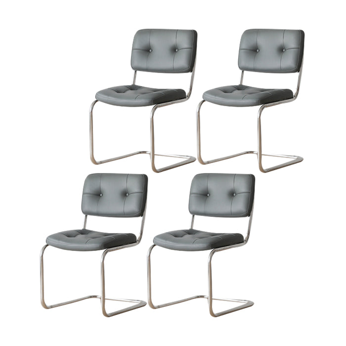 Contemporary Metal Dining Chairs Dining Open Back Armless Side Chairs for Kitchen Smoke Gray 4 Piece Set Clearhalo ' kitchen&dining_furn' 'Dining Chairs' 'Dining Tables & Seating' 'dining_chair' 'furn' 'furn_dining_chair' 'Furniture' 'furniture_dining_chair' 'Kitchen & Dining Furniture' 'kitchen' 4523472