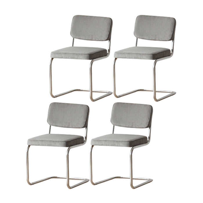 Contemporary Metal Dining Chairs Dining Open Back Armless Side Chairs for Kitchen Silver Gray 4 Piece Set Clearhalo ' kitchen&dining_furn' 'Dining Chairs' 'Dining Tables & Seating' 'dining_chair' 'furn' 'furn_dining_chair' 'Furniture' 'furniture_dining_chair' 'Kitchen & Dining Furniture' 'kitchen' 4523481