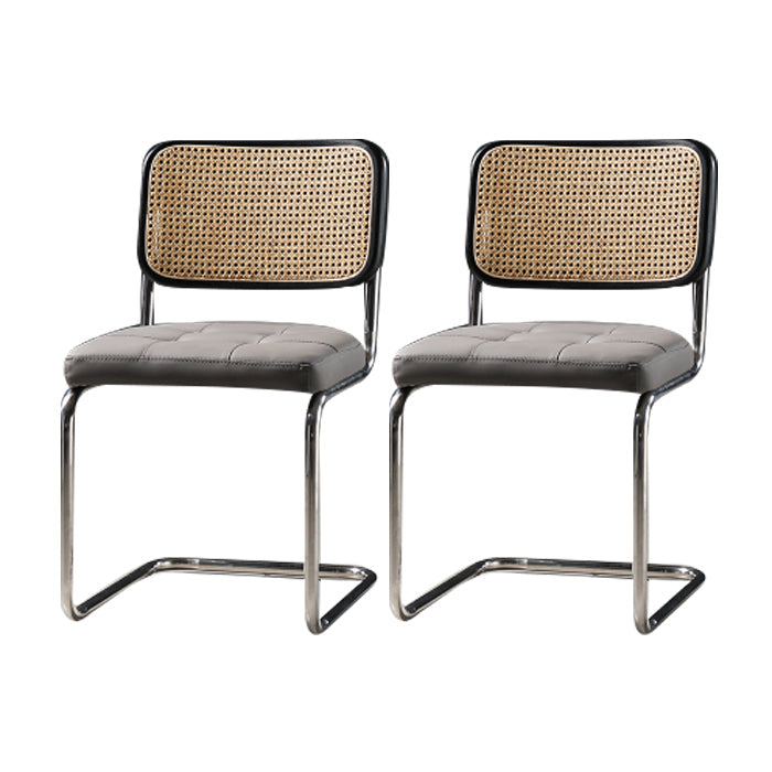 Contemporary Metal Dining Chairs Dining Open Back Armless Side Chairs for Kitchen Black-Gray 2 Piece Set Clearhalo ' kitchen&dining_furn' 'Dining Chairs' 'Dining Tables & Seating' 'dining_chair' 'furn' 'furn_dining_chair' 'Furniture' 'furniture_dining_chair' 'Kitchen & Dining Furniture' 'kitchen' 4523483