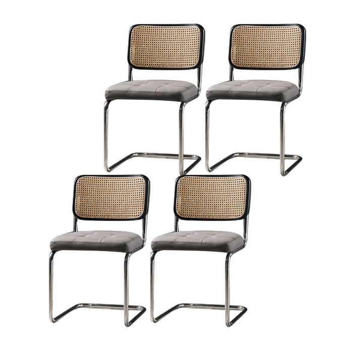 Contemporary Metal Dining Chairs Dining Open Back Armless Side Chairs for Kitchen Black-Gray 4 Piece Set Clearhalo ' kitchen&dining_furn' 'Dining Chairs' 'Dining Tables & Seating' 'dining_chair' 'furn' 'furn_dining_chair' 'Furniture' 'furniture_dining_chair' 'Kitchen & Dining Furniture' 'kitchen' 4523484