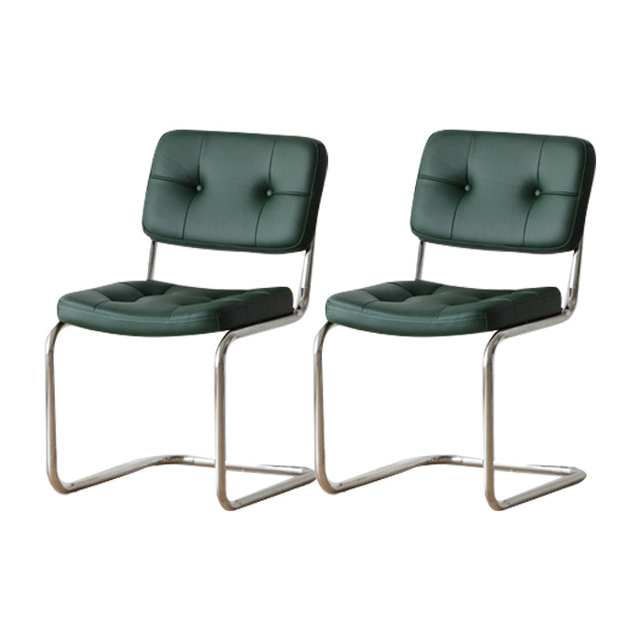 Contemporary Metal Dining Chairs Dining Open Back Armless Side Chairs for Kitchen Blackish Green 2 Piece Set Clearhalo ' kitchen&dining_furn' 'Dining Chairs' 'Dining Tables & Seating' 'dining_chair' 'furn' 'furn_dining_chair' 'Furniture' 'furniture_dining_chair' 'Kitchen & Dining Furniture' 'kitchen' 4523486