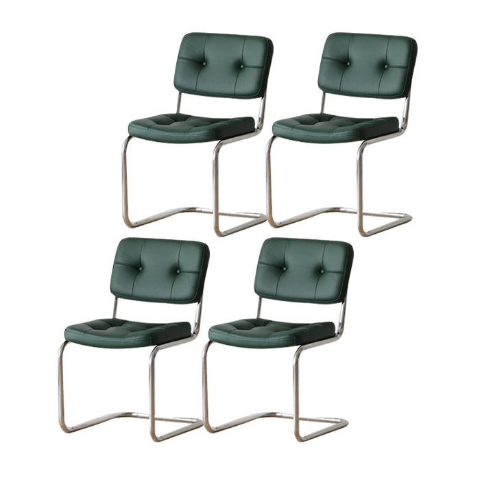 Contemporary Metal Dining Chairs Dining Open Back Armless Side Chairs for Kitchen Blackish Green 4 Piece Set Clearhalo ' kitchen&dining_furn' 'Dining Chairs' 'Dining Tables & Seating' 'dining_chair' 'furn' 'furn_dining_chair' 'Furniture' 'furniture_dining_chair' 'Kitchen & Dining Furniture' 'kitchen' 4523487