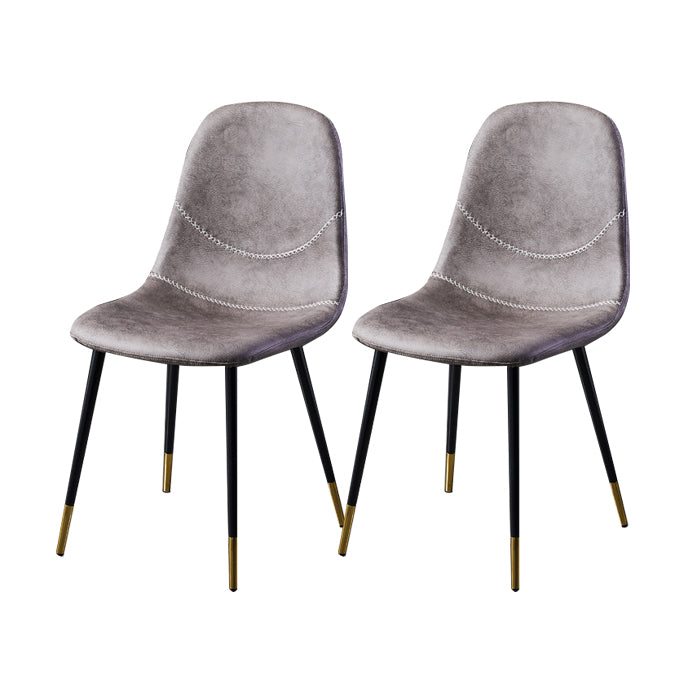 Scandinavian Design Solid Back Armless Dining Chairs Leather Dining Side Chairs Gray Purple 2 Piece Set Black Gold Clearhalo ' kitchen&dining_furn' 'Dining Chairs' 'Dining Tables & Seating' 'dining_chair' 'furn' 'furn_dining_chair' 'Furniture' 'furniture_dining_chair' 'Kitchen & Dining Furniture' 'kitchen' 4523500