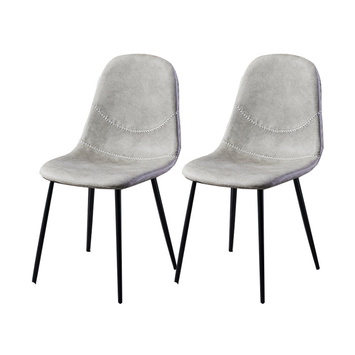 Scandinavian Design Solid Back Armless Dining Chairs Leather Dining Side Chairs Light Gray 2 Piece Set Black Clearhalo ' kitchen&dining_furn' 'Dining Chairs' 'Dining Tables & Seating' 'dining_chair' 'furn' 'furn_dining_chair' 'Furniture' 'furniture_dining_chair' 'Kitchen & Dining Furniture' 'kitchen' 4523504