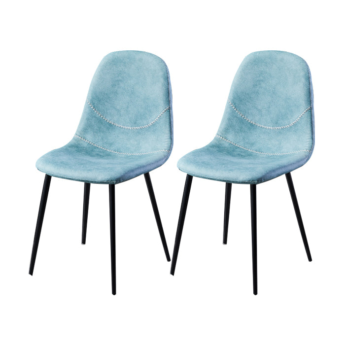 Scandinavian Design Solid Back Armless Dining Chairs Leather Dining Side Chairs Blue 2 Piece Set Black Clearhalo ' kitchen&dining_furn' 'Dining Chairs' 'Dining Tables & Seating' 'dining_chair' 'furn' 'furn_dining_chair' 'Furniture' 'furniture_dining_chair' 'Kitchen & Dining Furniture' 'kitchen' 4523506