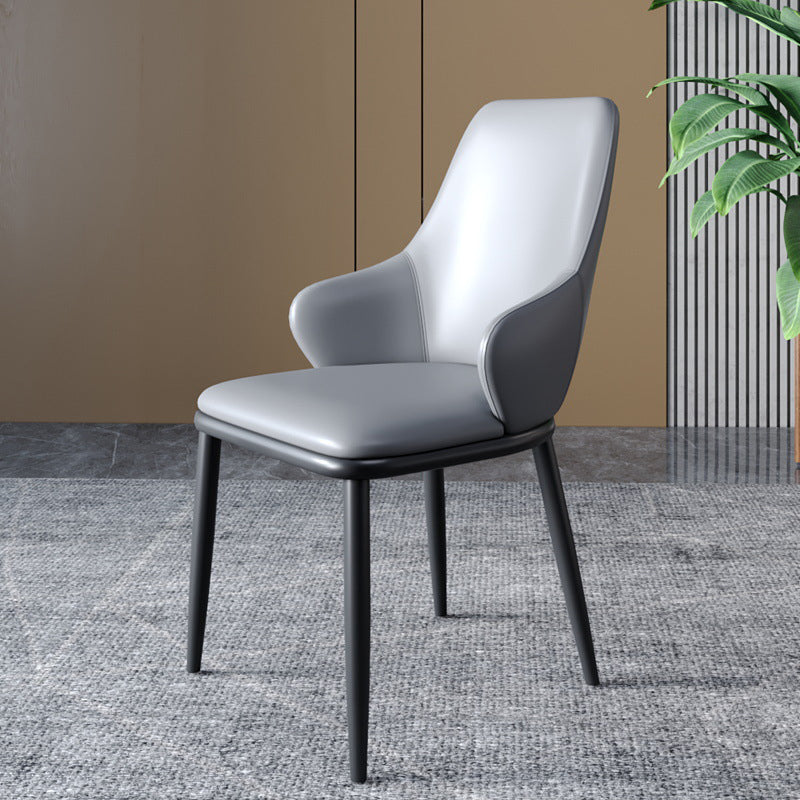 Modern Dining Room Chairs Matte Finish Leather Curved Parsons Arm Chair Grey 1 Piece Clearhalo ' kitchen&dining_furn' 'Dining Chairs' 'Dining Tables & Seating' 'dining_chair' 'furn' 'furn_dining_chair' 'Furniture' 'furniture_dining_chair' 'Kitchen & Dining Furniture' 'kitchen' 4523516