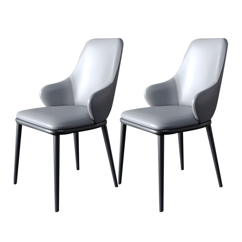 Modern Dining Room Chairs Matte Finish Leather Curved Parsons Arm Chair Grey 2 Piece Set Clearhalo ' kitchen&dining_furn' 'Dining Chairs' 'Dining Tables & Seating' 'dining_chair' 'furn' 'furn_dining_chair' 'Furniture' 'furniture_dining_chair' 'Kitchen & Dining Furniture' 'kitchen' 4523517