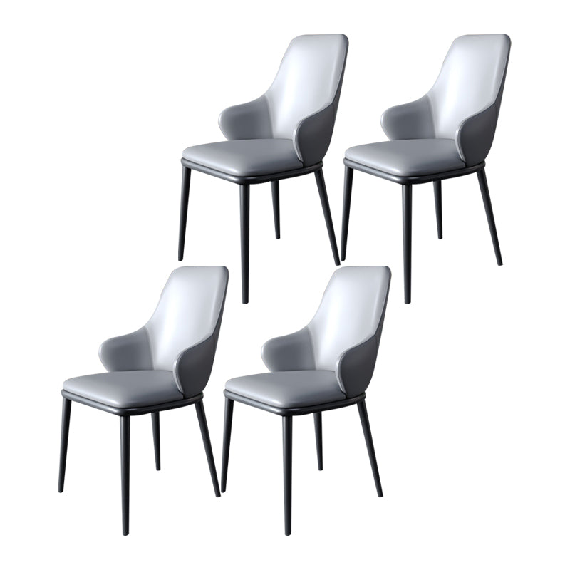 Modern Dining Room Chairs Matte Finish Leather Curved Parsons Arm Chair Grey 4 Piece Set Clearhalo ' kitchen&dining_furn' 'Dining Chairs' 'Dining Tables & Seating' 'dining_chair' 'furn' 'furn_dining_chair' 'Furniture' 'furniture_dining_chair' 'Kitchen & Dining Furniture' 'kitchen' 4523519