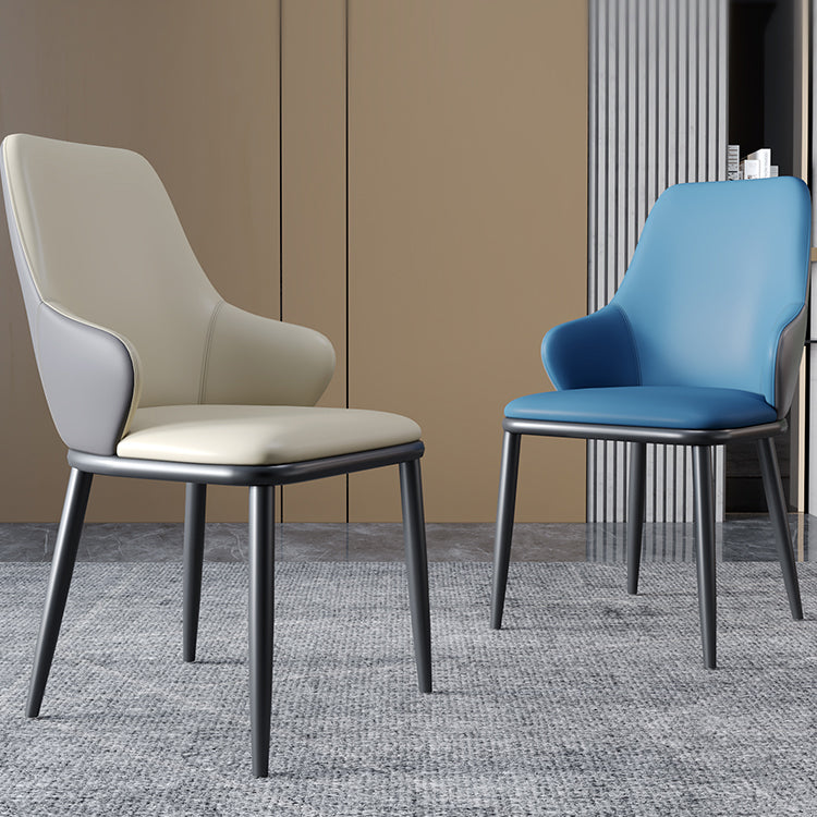 Modern Dining Room Chairs Matte Finish Leather Curved Parsons Arm Chair Clearhalo ' kitchen&dining_furn' 'Dining Chairs' 'Dining Tables & Seating' 'dining_chair' 'furn' 'furn_dining_chair' 'Furniture' 'furniture_dining_chair' 'Kitchen & Dining Furniture' 'kitchen' 4523520