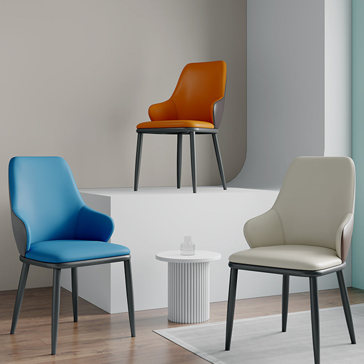 Modern Dining Room Chairs Matte Finish Leather Curved Parsons Arm Chair Clearhalo ' kitchen&dining_furn' 'Dining Chairs' 'Dining Tables & Seating' 'dining_chair' 'furn' 'furn_dining_chair' 'Furniture' 'furniture_dining_chair' 'Kitchen & Dining Furniture' 'kitchen' 4523521