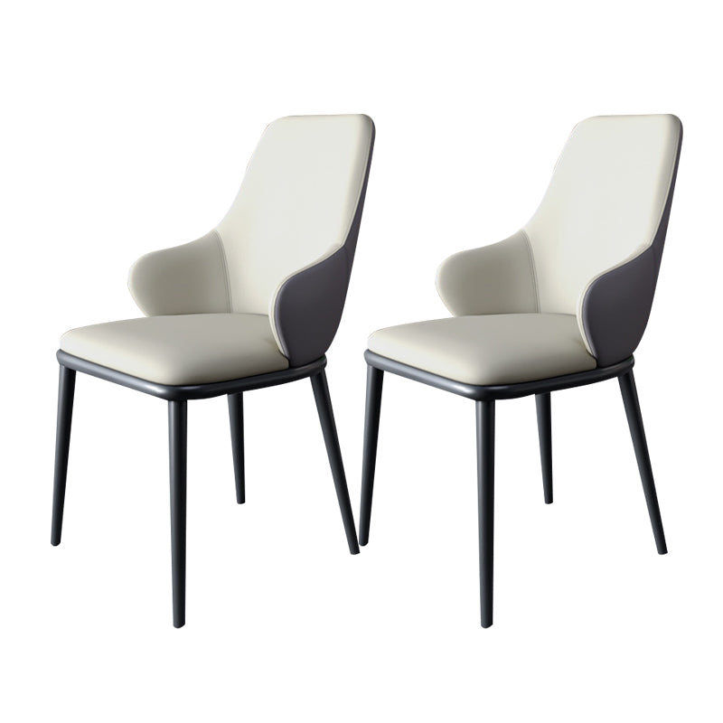 Modern Dining Room Chairs Matte Finish Leather Curved Parsons Arm Chair Light Gray 2 Piece Set Clearhalo ' kitchen&dining_furn' 'Dining Chairs' 'Dining Tables & Seating' 'dining_chair' 'furn' 'furn_dining_chair' 'Furniture' 'furniture_dining_chair' 'Kitchen & Dining Furniture' 'kitchen' 4523524